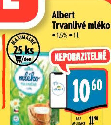 Mléko trvanlivé Albert - 1,5% polotučné