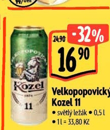 Pivo světlý ležák 11° Medium Velkopopovický Kozel