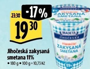 Smetana zakysaná Jihočeská Madeta 11%