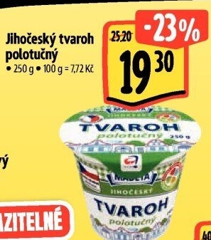 Tvaroh polotučný Jihočeský Madeta