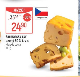 Farmářský sýr uzený 30 % t. v s.