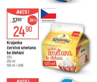 Krajanka čerstvá smetana ke šlehání