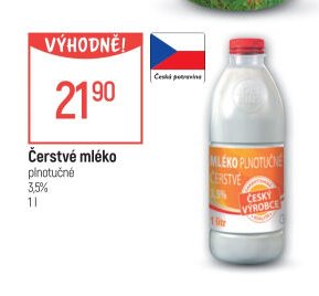 Čerstvé mléko plnotučné