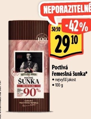 Šunka poctivá řemeslná nejvyšší jakosti Kostelecké uzeniny