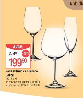 Sada sklenic na bílé víno Colibri