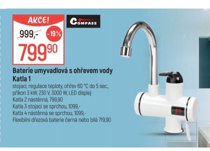 Baterie umyvadlová s ohřevem vody Katla 1