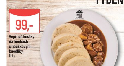 Vepřové kostky na houbách s houskovými knedlíky