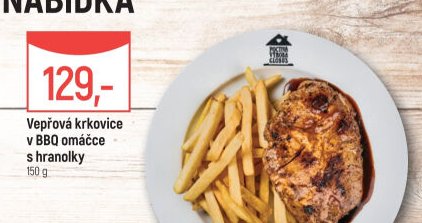 Vepřová krkovice v BBQ omáčce s hranolky
