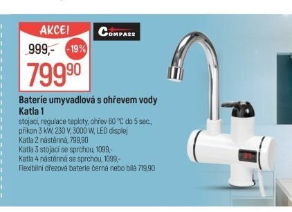 Baterie umyvadlová s ohřevem vody Katla 1