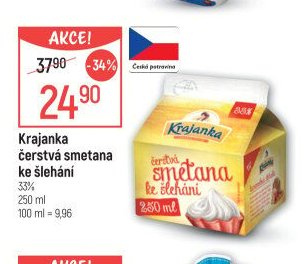 Krajanka čerstvá smetana ke šlehání