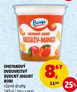 Jogurt smetanový ovocný Boni