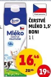 Mléko čerstvé Boni - 1,5% polotučné