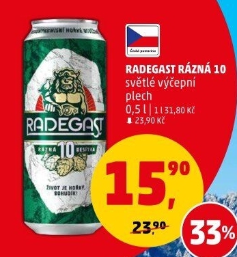 Pivo světlé výčepní Rázná 10° Radegast
