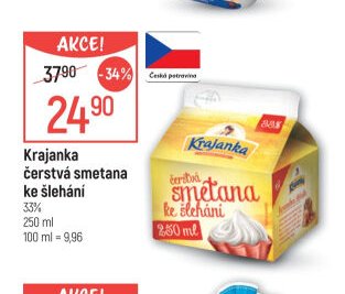 Krajanka čerstvá smetana ke šlehání