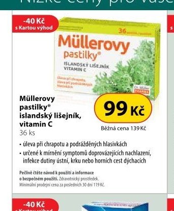 Müllerovy pastilky islandský lišejník, vitamin C
