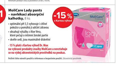 MoliCare Lady pants – navlékací absorpční kalhotky, 8 ks