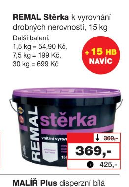 REMAL Stěrka k vyrovnání drobných nerovností, 15 kg