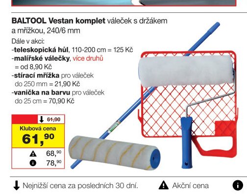 BALTOOL Vestan komplet váleček s držákem a mřížkou, 240/6 mm