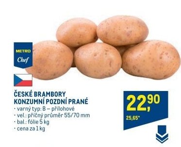 ČESKÉ BRAMBORY, KONZUMNÍ POZDNÍ PRANÉ