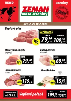 akční leták ZEMAN maso - uzeniny 5.2.2024-10.2.2024