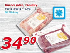 Kuřecí játra mražená DZ Klatovy