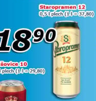 Pivo světlý ležák 12° Staropramen