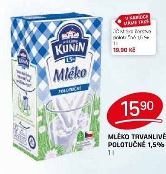 JČ Mléko čerstvé polotučné 1,5 %