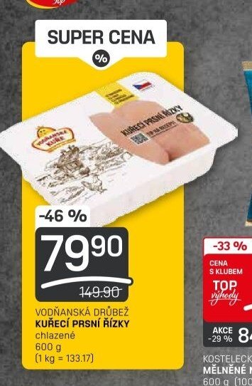 VODŇANSKÁ DRŮBEŽ KUŘECÍ PRSNÍ ŘÍZKY
