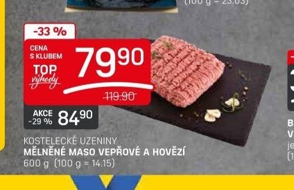 KOSTELECKÉ UZENINY MĚLNĚNÉ MASO VEPŘOVÉ A HOVĚZÍ