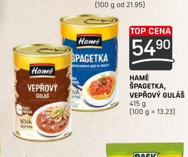 Hamé špagetka, vepřový guláš