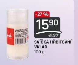 SVÍČKA HŘBITOVNÍ VKLAD