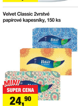 Papírové kapesníčky 2vrstvé Velvet - box