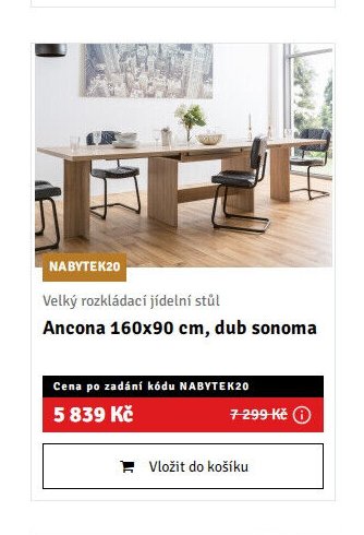 Velký rozkládací jídelní stůl Ancona 160x90 cm, dub sonoma - ASKO akcniletaky.com