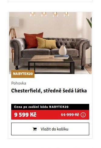 Pohovka Chesterfield, středně šedá látka - ASKO akcniletaky.com