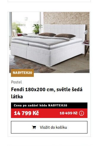 Postel Fendi 180x200 cm, světle šedá látka - ASKO akcniletaky.com