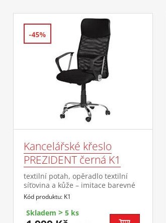 Kancelářské křeslo PREZIDENT černá K1 - IDEA nábytek akcniletaky.com