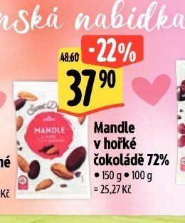 Mandle v hořké čokoládě 72%