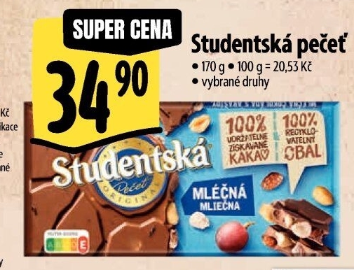 Čokoláda Studentská pečeť Orion
