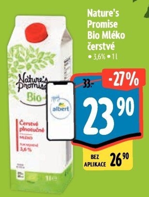 Mléko čerstvé bio Nature'