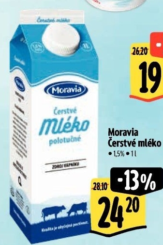 Mléko čerstvé Moravia - 1,5% polotučné