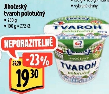 Tvaroh polotučný Jihočeský Madeta