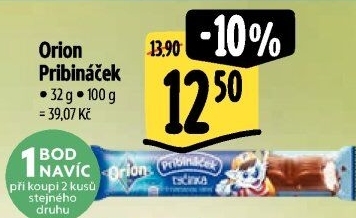 Tyčinka čokoládová Pribináček Orion