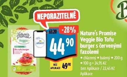 Tofu burger bio s červenými fazolemi Nature'