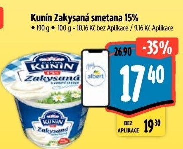 Zakysaná smetana Mlékárna Kunín 15%