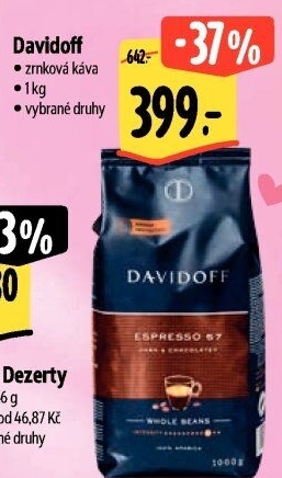 Zrnkové kávy Davidoff