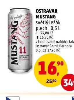 Ostravar Mustang světlý ležák plech 0,5 l