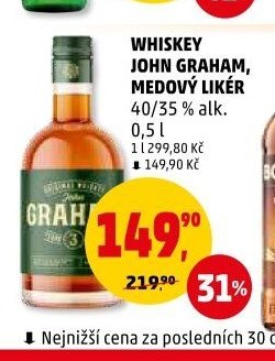 Whiskey John Graham, medový likér 40/35 % alk. 0,5 l