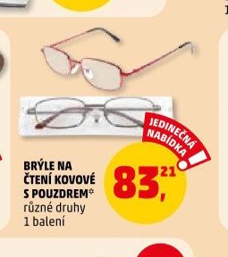 BRÝLE NA ČTENÍ KOVOVÉ S POUZDREM