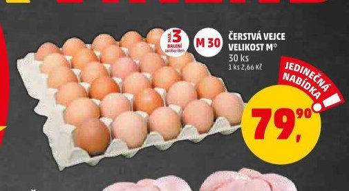 ČERSTVÁ VEJCE VELIKOST M 30 ks