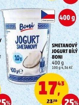 Bílý jogurt smetanový Boni